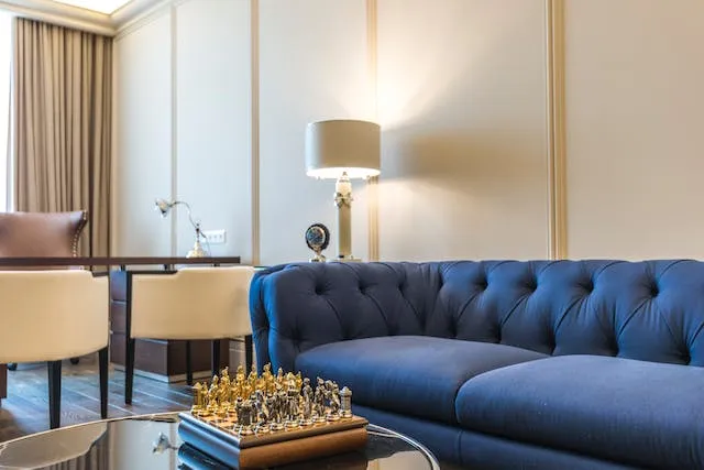sillon capitone vintage azul